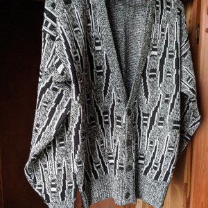 Vintage Black and White Marl Grandpa Cardigan